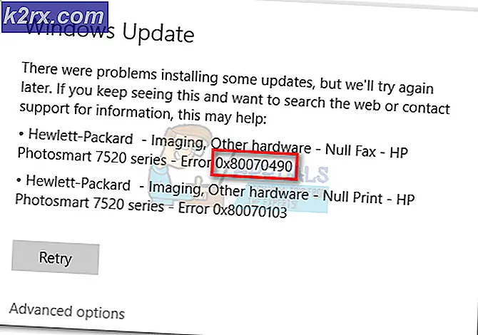แก้ไข: Windows Update Error 0x80070490