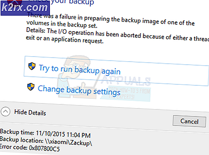 Hoe Backup-fout 0x807800C5 op Windows 10 Fix