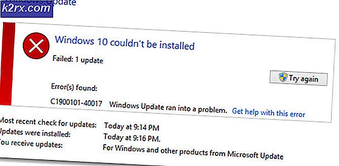 Oplossing: Windows 10 kon niet worden geïnstalleerd Fout C1900101-40017