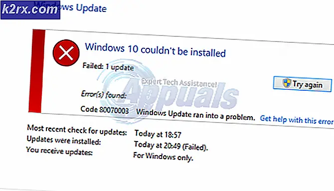 Gelöst: Windows 10 konnte nicht installiert werden Fehler (80070003)