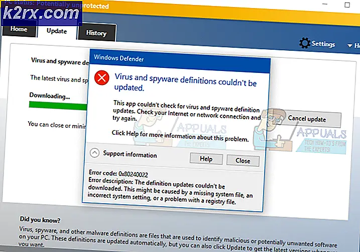 FIX: Windows Defender Error 0x80240022 "Definitioner kunde inte uppdateras"