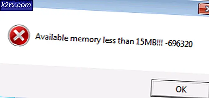 FIX: Fataal fout beschikbaar geheugen minder dan 15 MB
