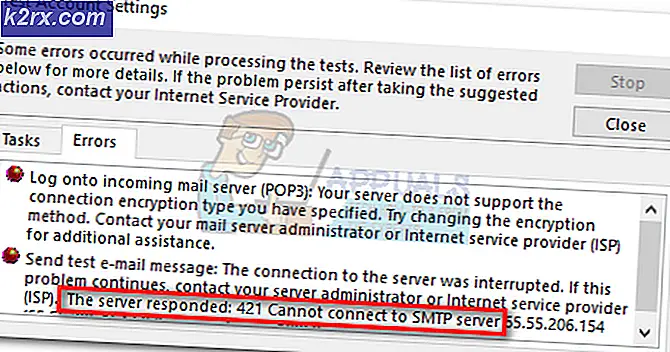 Khắc phục: 421 không thể kết nối với Máy chủ SMTP
