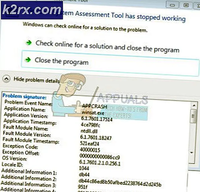 แก้ไข: เครื่องมือ 'winsat.exe' ของ Windows System Assessment ได้หยุดทำงานข้อผิดพลาด