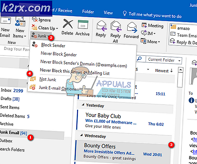 Làm thế nào để ngăn chặn Outlook 2016 từ di chuyển email vào thư mục rác hoặc thư rác