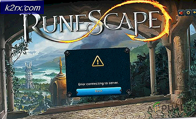 'Fejl ved tilslutning til server' i Runescape