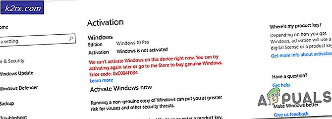 Sådan løses Windows 10 aktiveringsfejl 0xc004f034?
