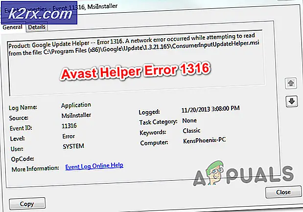 Sådan rettes Avast Helper Error 1316