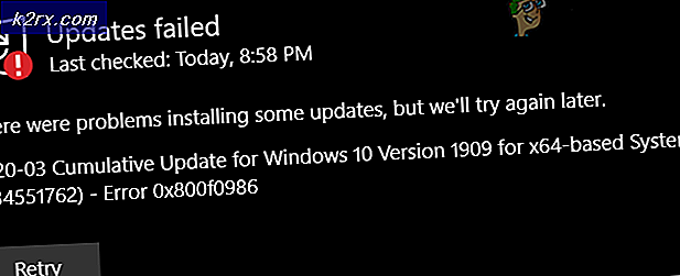 Windows kunne ikke installere følgende opdatering med fejl 0x800F0986