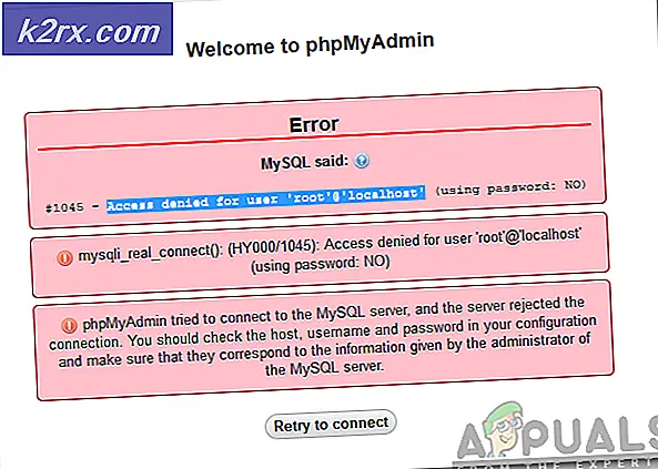 Hvordan fikse tilgang nektet for brukerens 'root' @ 'localhost' feil på MySQL