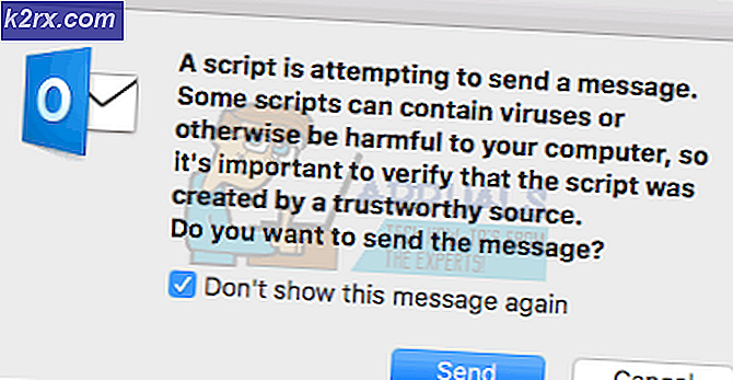 Fix: Outlook 2016 Mac Et script forsøger at sende en besked