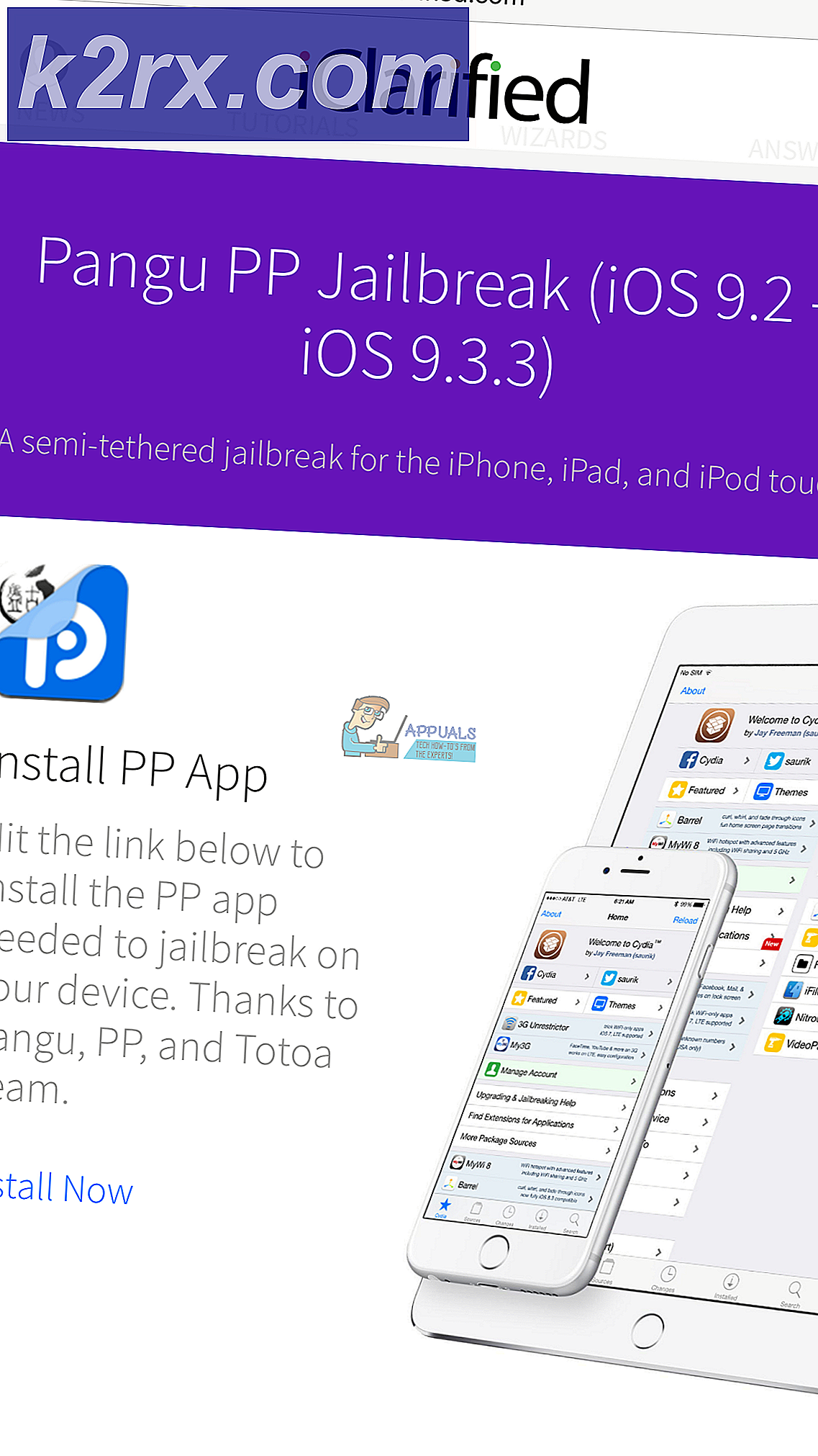 Hoe Jailbreak iDevices op iOS 9.2 - 9.3.3 Zonder een Computer