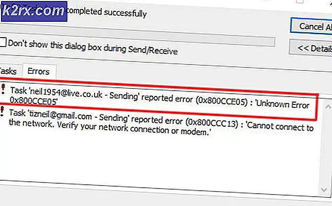 Düzeltme: Outlook Bilinmeyen Hata 0x800cce05