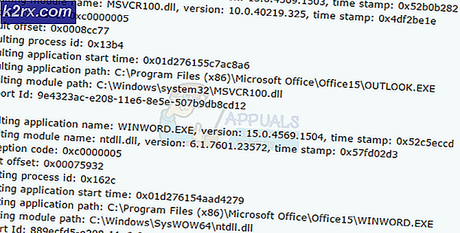 Fix: Microsoft Word og Outlook 2013 Crashing med ntdll.dll / MSVCR100.dll